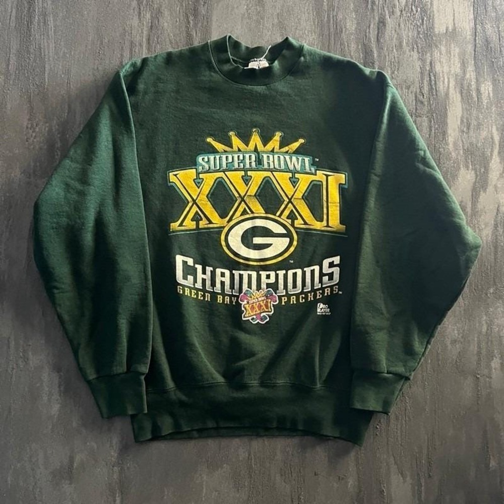 Vintage Green Bay Packers‎ Sweatshirt Mens XL Green 1990s Super Bowl